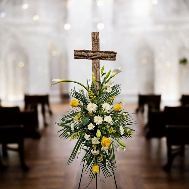 Faithful Remembrance Cross Spray from Verzaals Florist and Events in Wilmington, NC