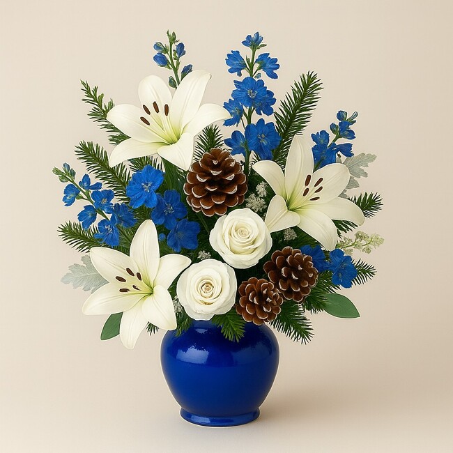 Cobalt Christmas from Verzaals Florist and Events in Wilmington, NC
